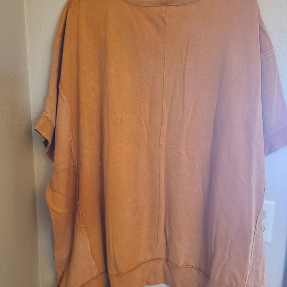 NWOT Peach Love round neck contrast oversized top sz L , rust - Picture 8 of 8
